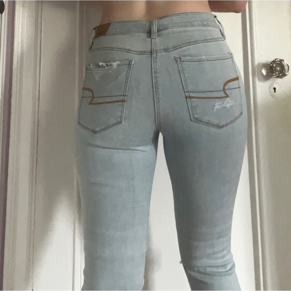 Cool Super Distressed Patchwork Two-Tone Skinny J… - image 2